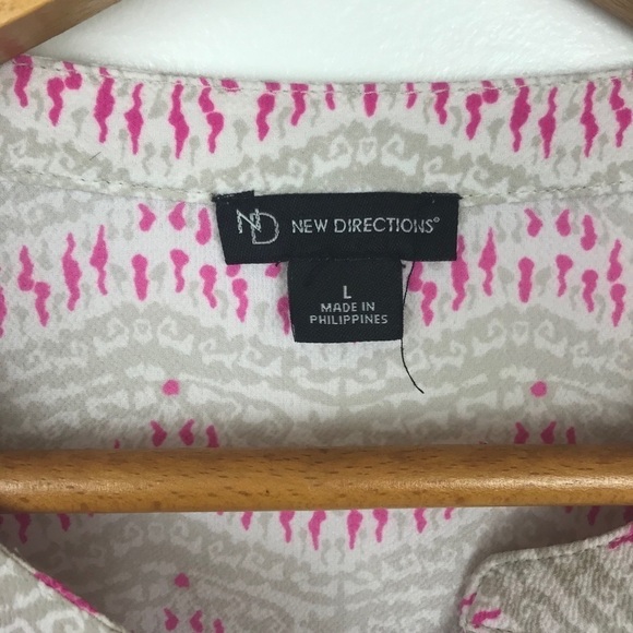 New Directions Shiffon Long Sleeve Top Blouse Sz L - Picture 9 of 9